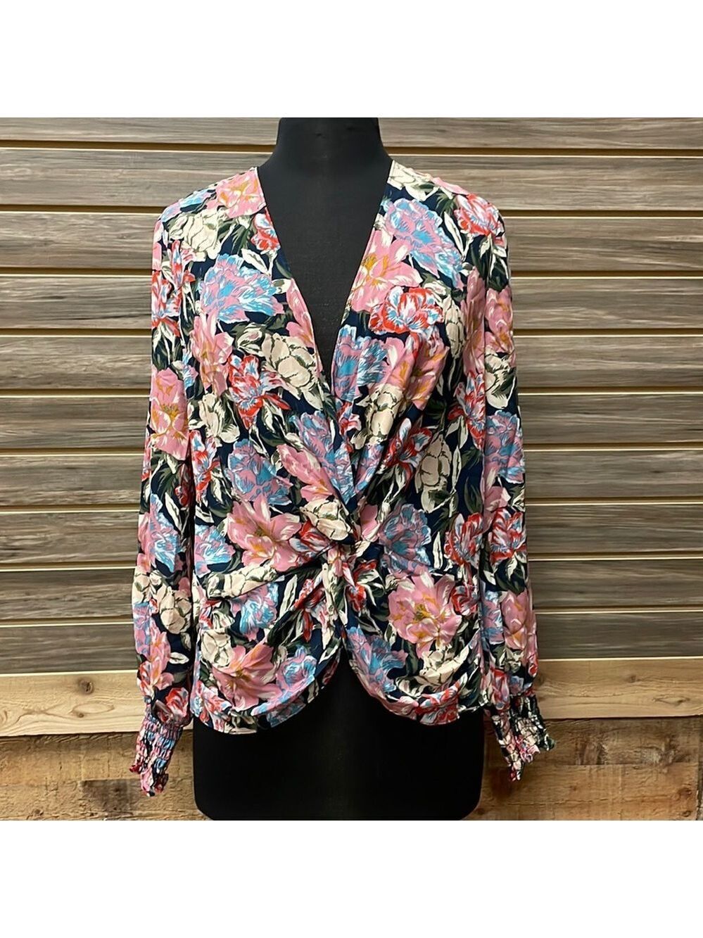 Leyden Womens Blouse Twist Front Pullover Small